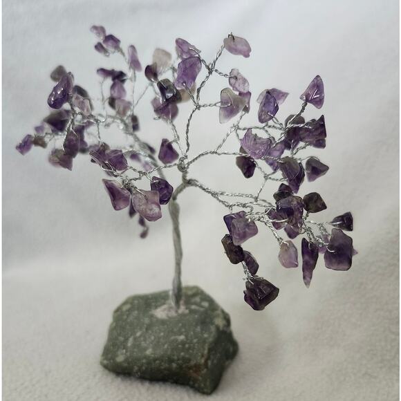 Amethyst Gem Stone TREE Purple with Silver Branches Bonsai Crystal - Picture 3 of 11